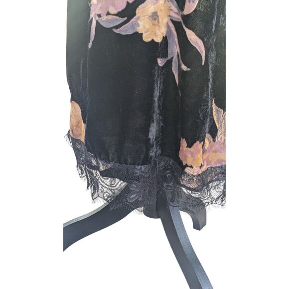 Band of Gypsies Velvet Burnout Slip Dress M Floral Lace Side Slits Lined Y2K - Picture 7 of 12